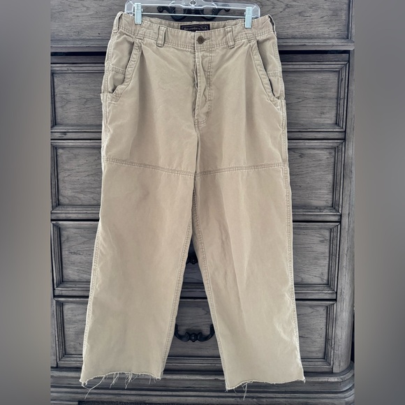 Abercrombie & Fitch Khakis Pants Chinos Tan Brown Wide Legged Baggy Work… - Picture 1 of 10
